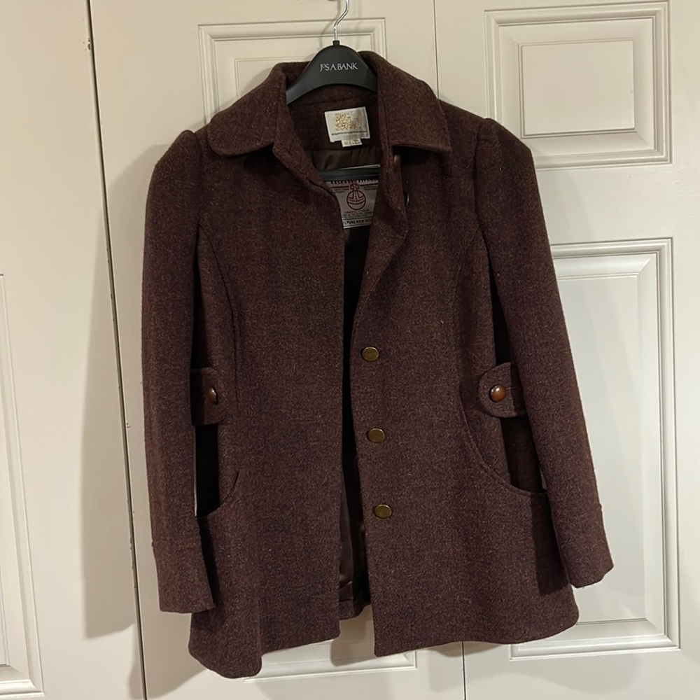 Designed by Sara and Amiee Berman, made in England, hand woven Harris tweed coat